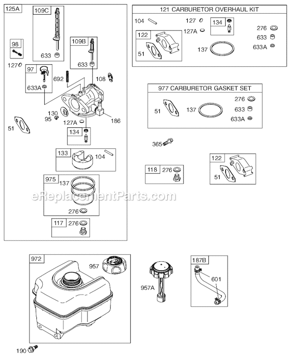 Page C Diagram and Parts List for 12C300SERIES 0131-0279 Briggs and Stratton Engine